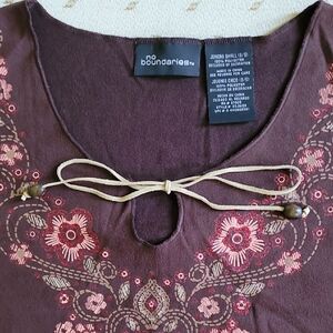 No Boundaries Maroon Floral Embroidered Top